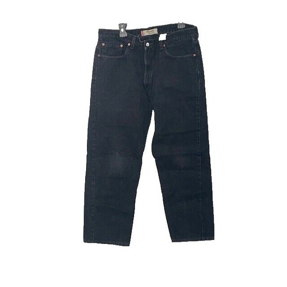 Levis 505 Black Denim Jeans Red Tab Straight Leg Size 38x30 - Picture 1 of 10